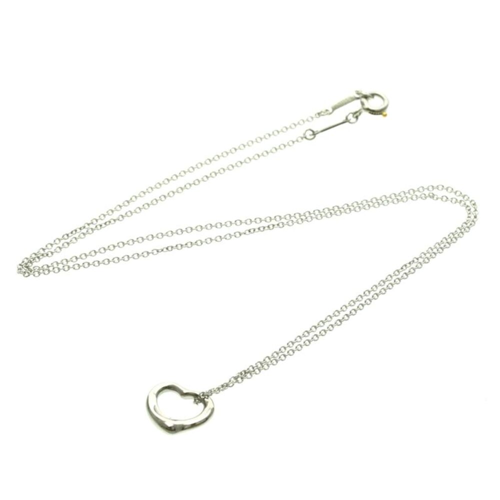 Tiffany & Co. Elsa Peretti Open Heart Pendant Platinum Silver Platinum Necklace